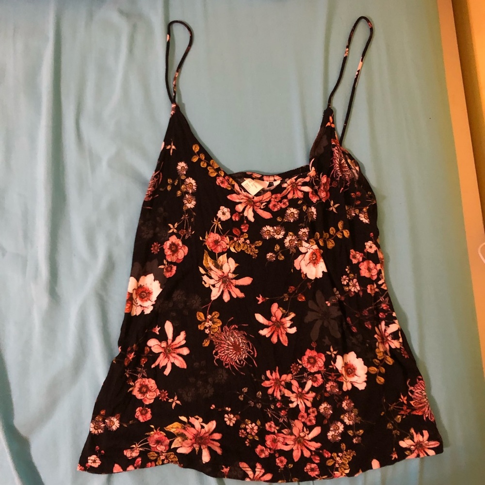 Floral black H&M tank top small